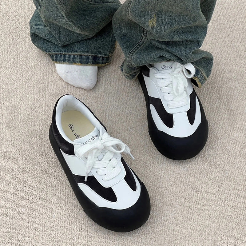 Women's White Puffy Platform Fat German Training Women's Casual Shoes