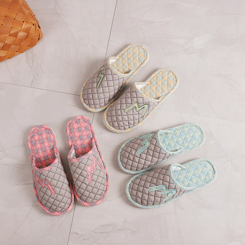 Cotton Fabrics Platform Plus Mute Couple Indoor Home Floor House Slippers