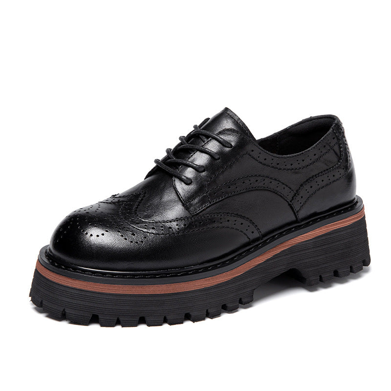 Women's First Layer Cowhide Spring Retro Pumps Casual Shoes