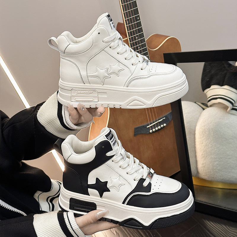 High Top White Female Fashion Genuine Sneakers
