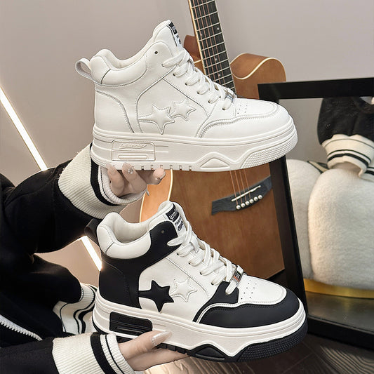 High Top White Female Fashion Genuine Sneakers