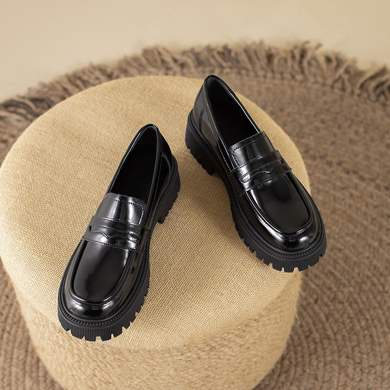 Women's Full Cowhide Platform Genuine England Style Casual Shoes