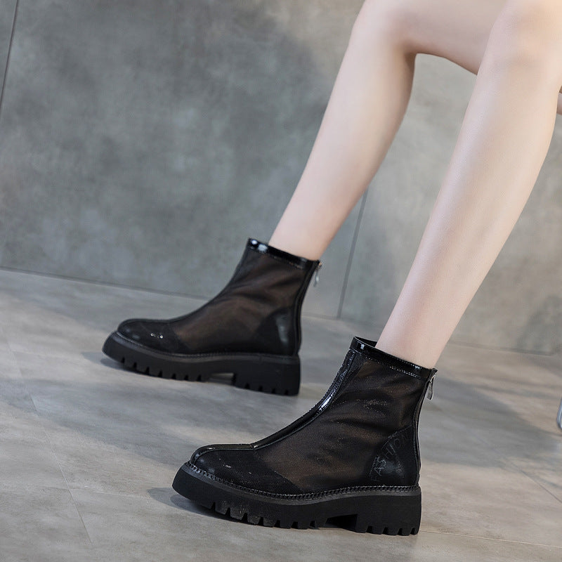 Women's Breathable Mesh High For Summer Chunky Boots