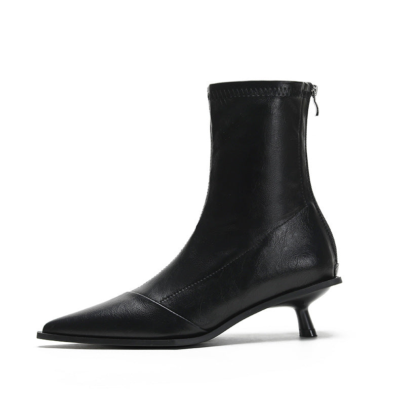 Women's Short For Stretch Pointed Toe Middle Boots