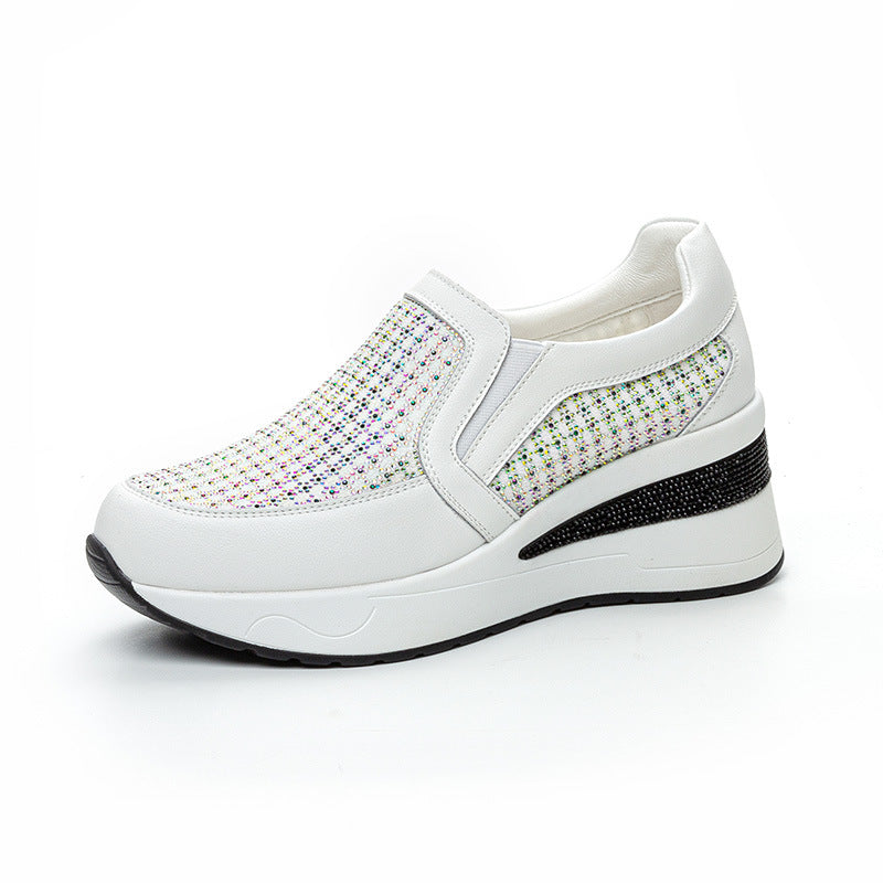 Rhinestone Wedge Female Platform Pumps Lightweight Travel Loafers