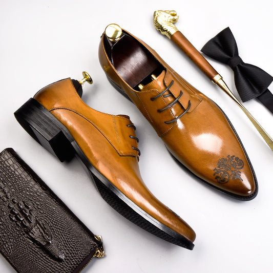 Men's Formal Business British Style Carving Derby Leather Shoes