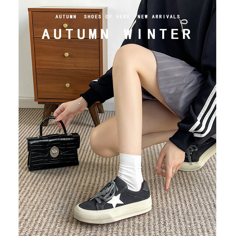 Women's Thick-soled Leopard Print Chic Training Retro Dirty Sneakers