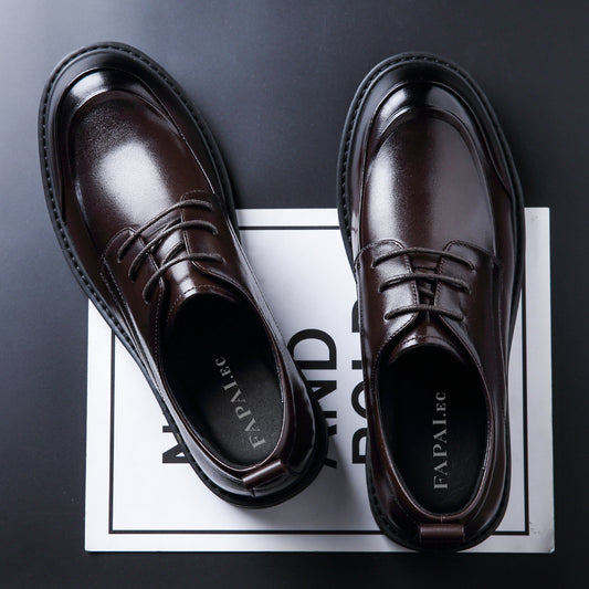 Men's Big Head Retro Lace Up Derby Leather Shoes