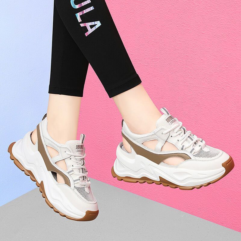 Women's Summer Hollow Breathable Platform Soft Bottom Sneakers