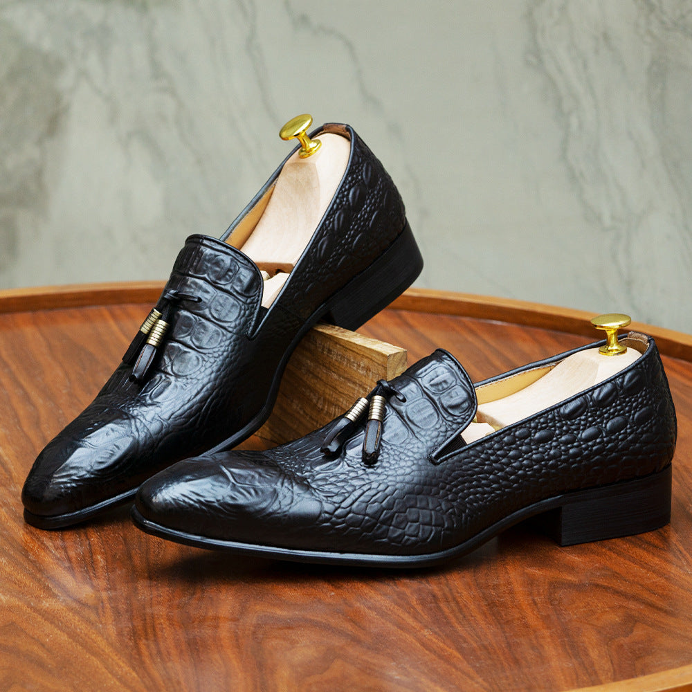 Men's Italian Handmade Business Authentic Tassel Male Crocodile Leather Shoes