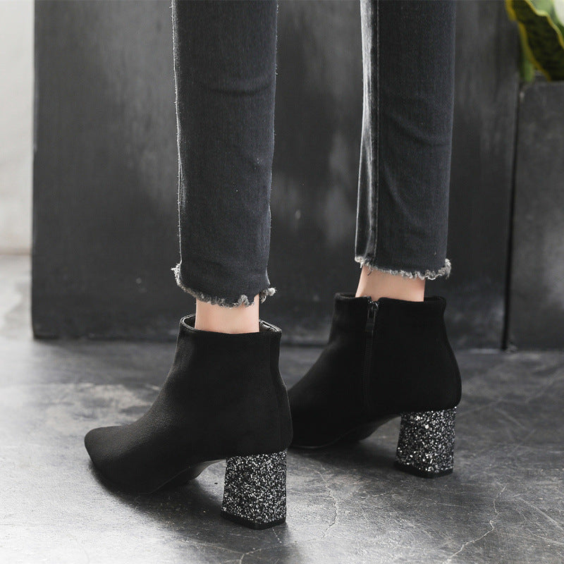 High Pointed Toe Small Size Ankle Boots