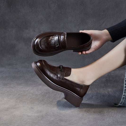 Women's Genuine Light Luxury Autumn Soft Bottom British Style Loafers