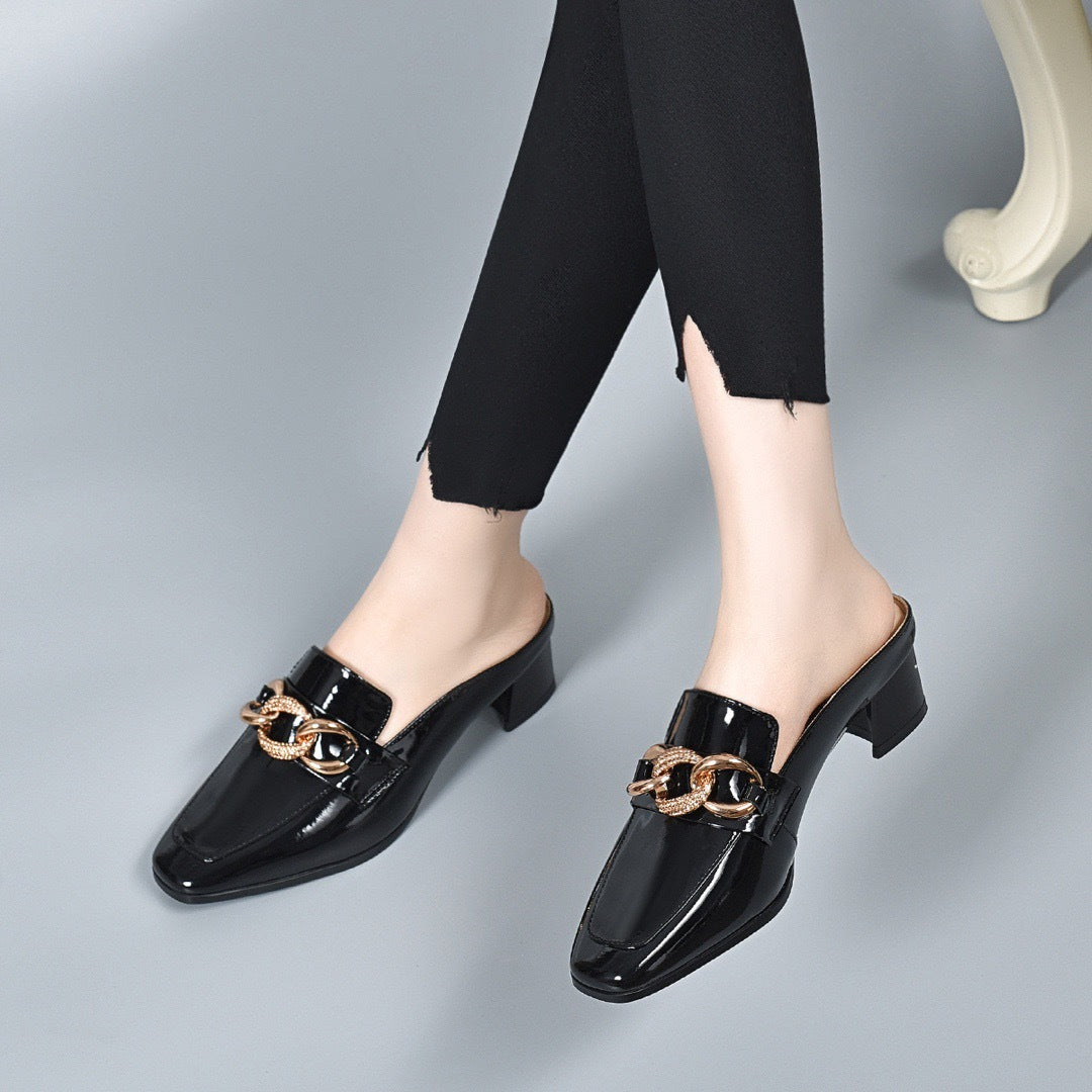 Women's Toe Cap Outer Wear Summer Chunky Heels