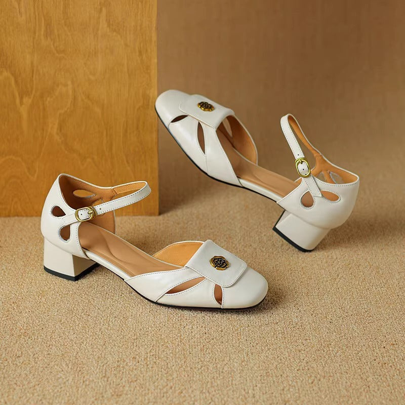 Women's Genuine Closed Toe Outdoor Wear Summer Versatile High Heels