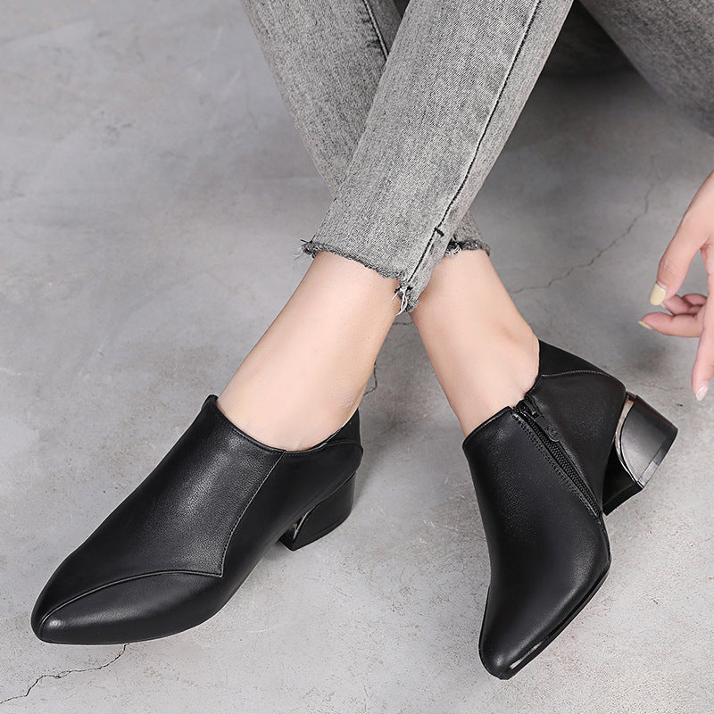 Women's Genuine Pumps Autumn Chunky Mid Plus Casual Shoes