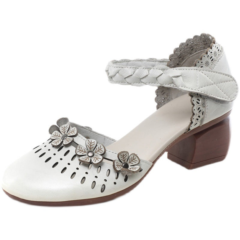 Women's First Layer Cowhide Outer Wear Closed Heels