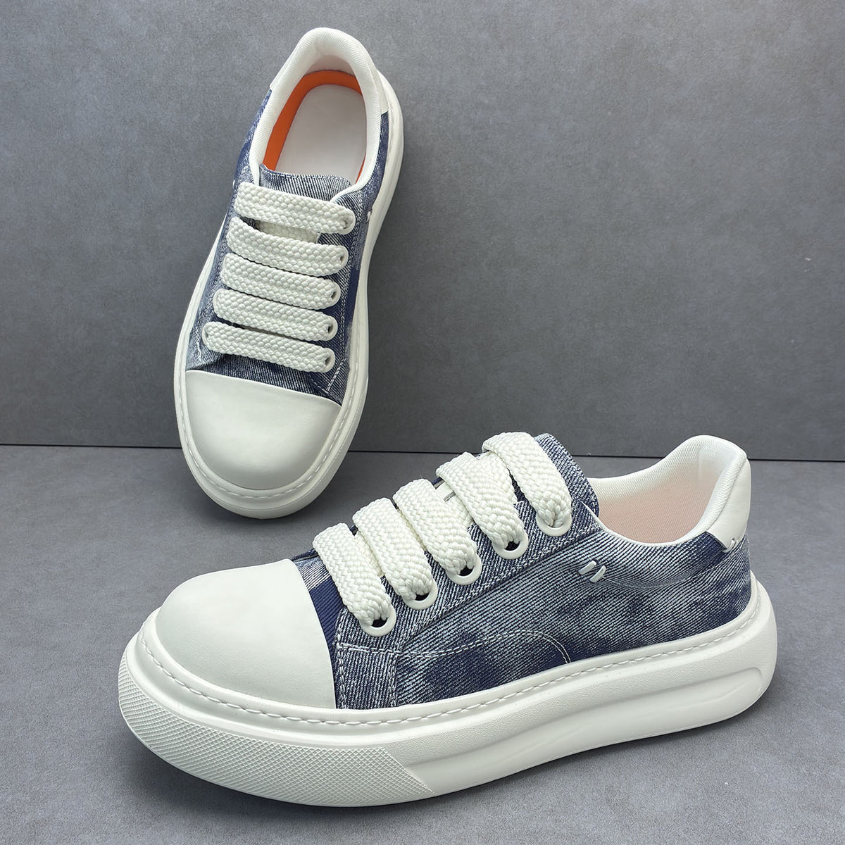 Men's Cloth Lightweight Platform Cowhide Green Fashion Men's Board Shoes