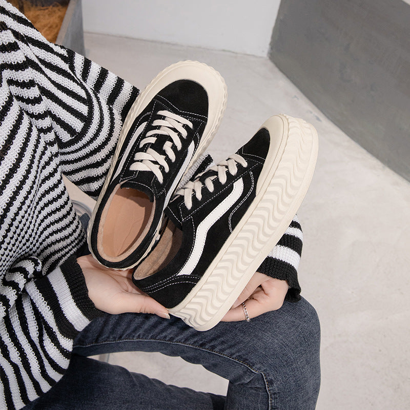 Women's Thick Bottom Biscuit Shape Genuine Made Casual Shoes