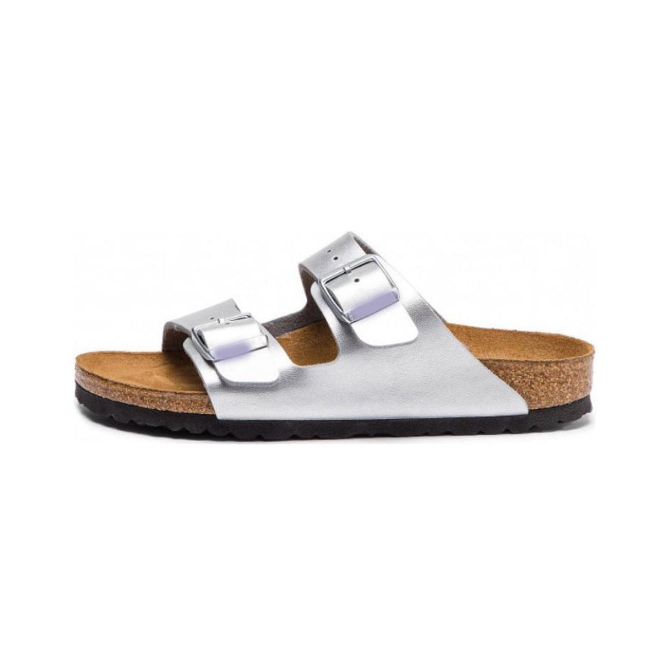 Women's & Men's Pure Original Cork Double-breasted Outerwear Two-word Sandals