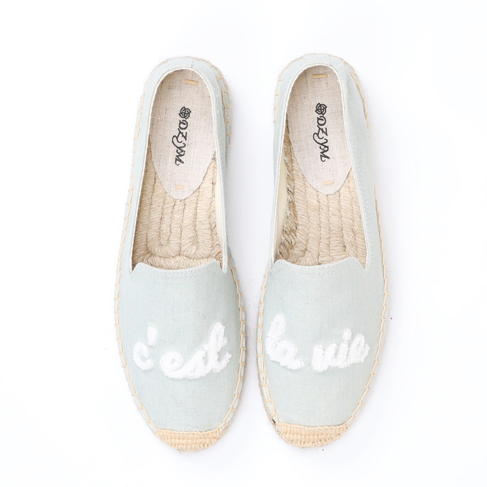 Women's Toe Slip-on Creative Low Top Solid Canvas Shoes