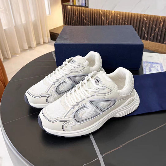 Men's Cut Round Head Fashion First Layer Cowhide Lace Sneakers