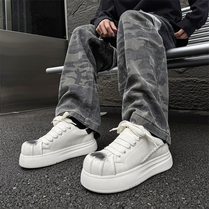Women's & Men's Niche Shell Toe Big Thick Bottom Sneakers