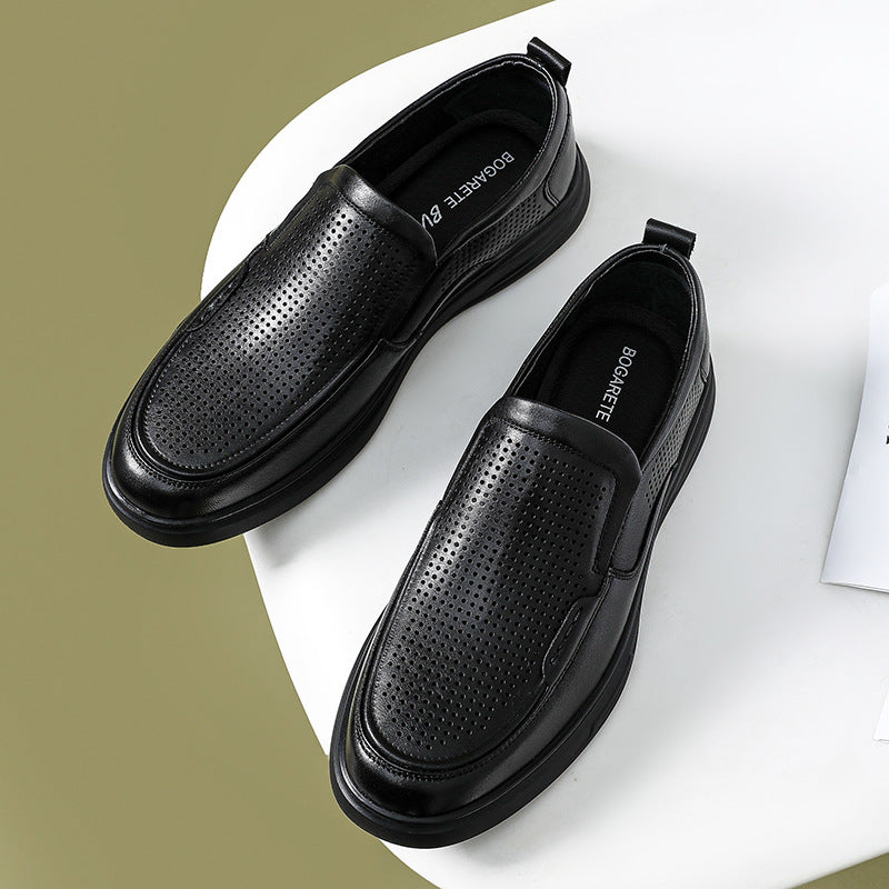 Men's Breathable Business First Layer Cowhide One Leather Shoes