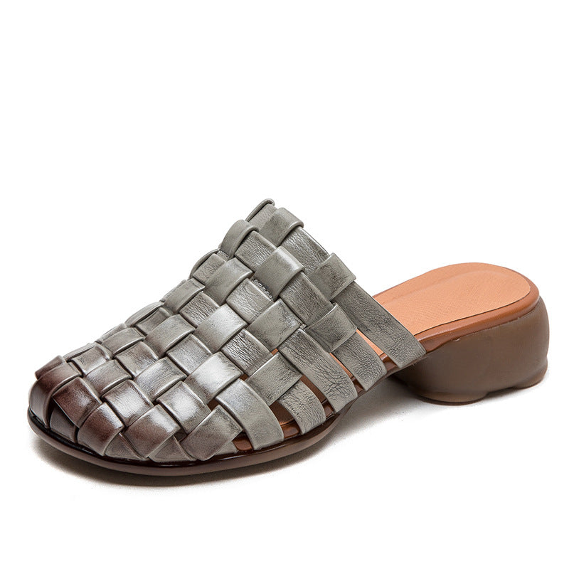 Women's & Men's Hand-woven Closed Toe Breathable Retro Rub Men's Shoes