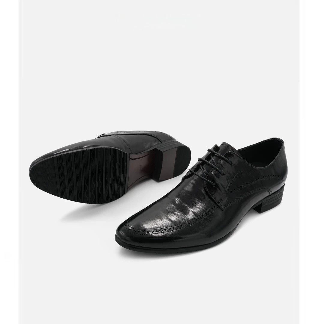 Men's Pointed Toe Genuine Fashion Derby Trendy Leather Shoes