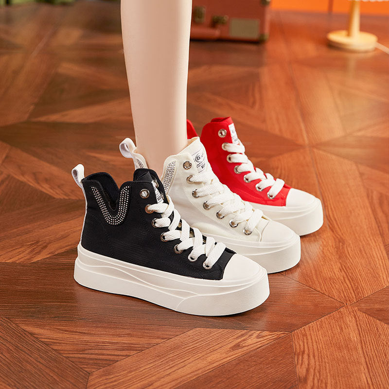 Women's Summer Breathable Mesh Red Fashion Canvas Shoes