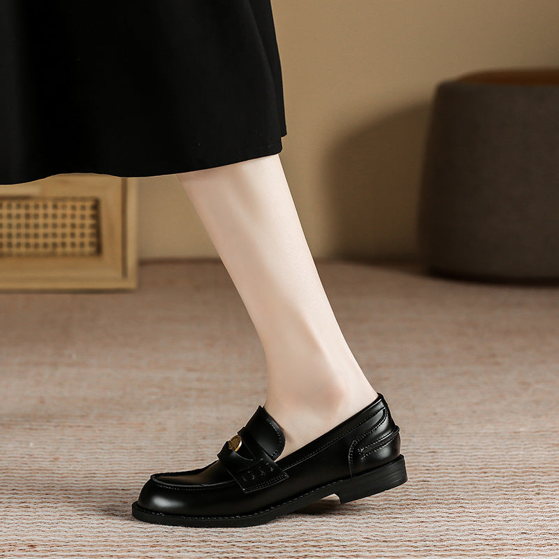Women's Gold Buckle Pumps Chunky Platform Small Casual Shoes