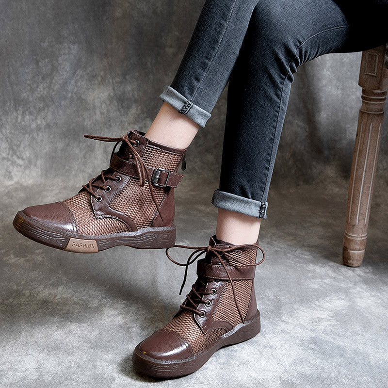 Women's Flat Ankle Cattlehide Fashion Top Layer Boots