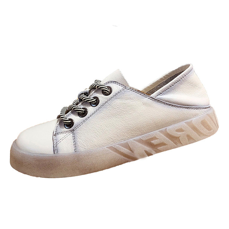 Women's Retro Korean Style First Layer Cowhide Casual Shoes