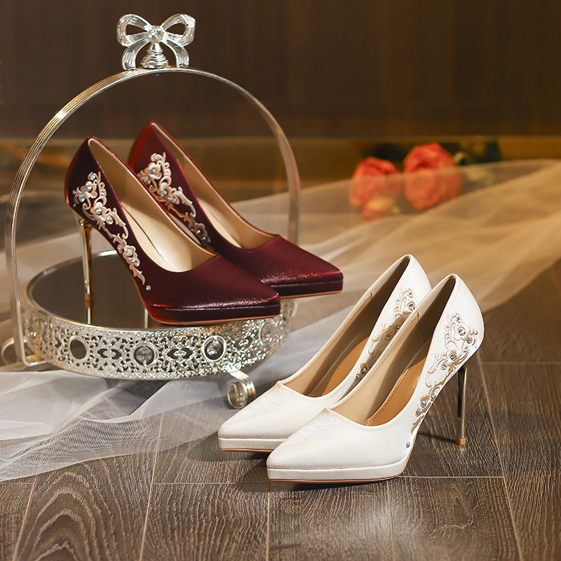 Low-cut High Female Pointed Toe Stiletto Waterproof Platform Women's Fashion Shoes