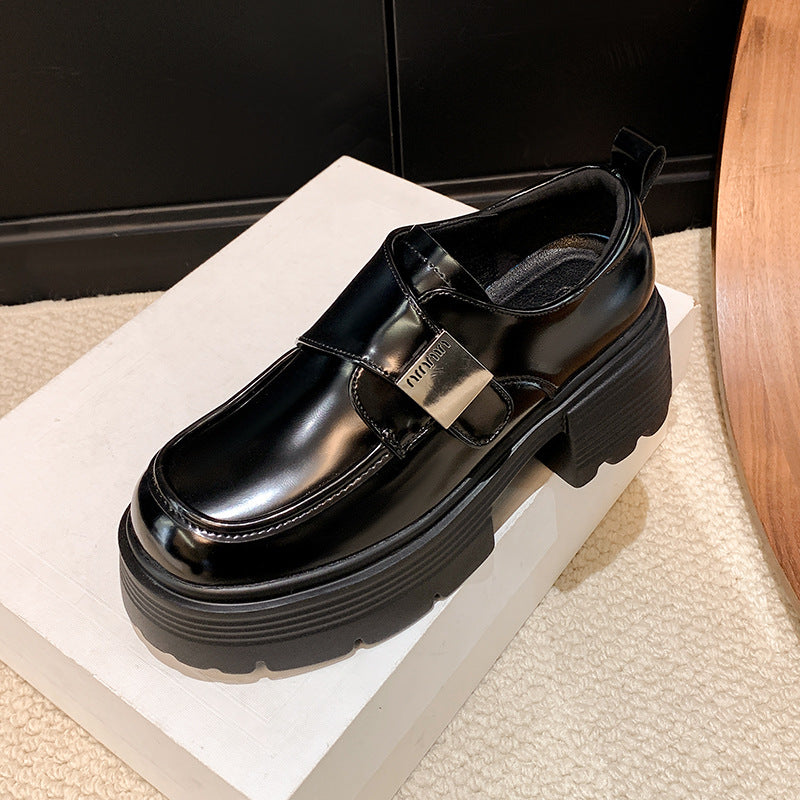 Women's Style Round Head Chunky Pumps Raise Loafers
