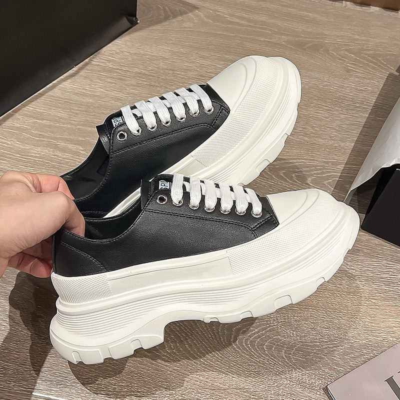 Women's Stable Mcqueen Genuine Platform White Spring Small Women's Sports Shoes