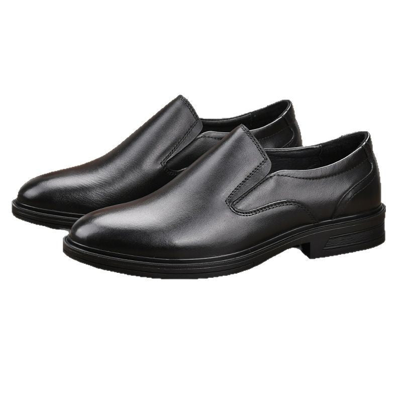 Men's Breathable Formal Suit First Layer Cowhide Slip-on Thick Bottom Lightweight Leather Shoes
