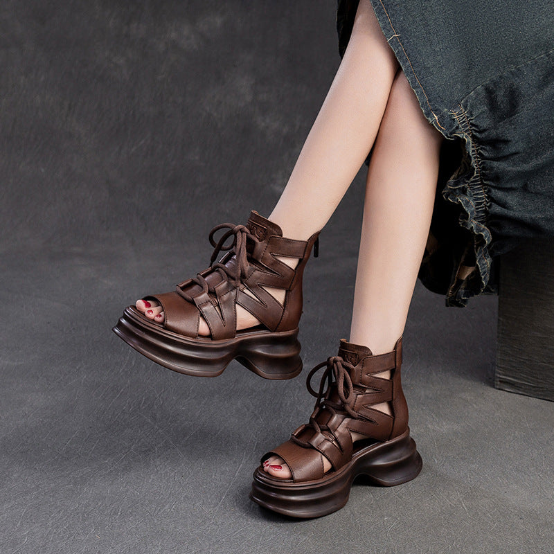 Women's Bottom Versatile Peep Toe Breathable Retro Sandals
