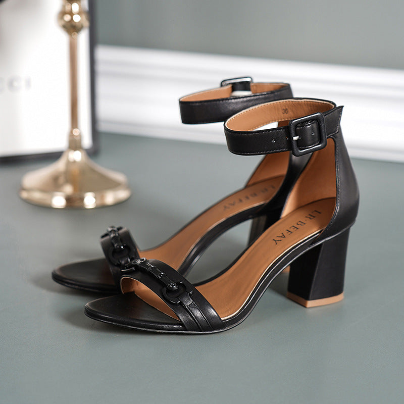 Women's Summer Fashion Open Toe Real High-heeled Heels