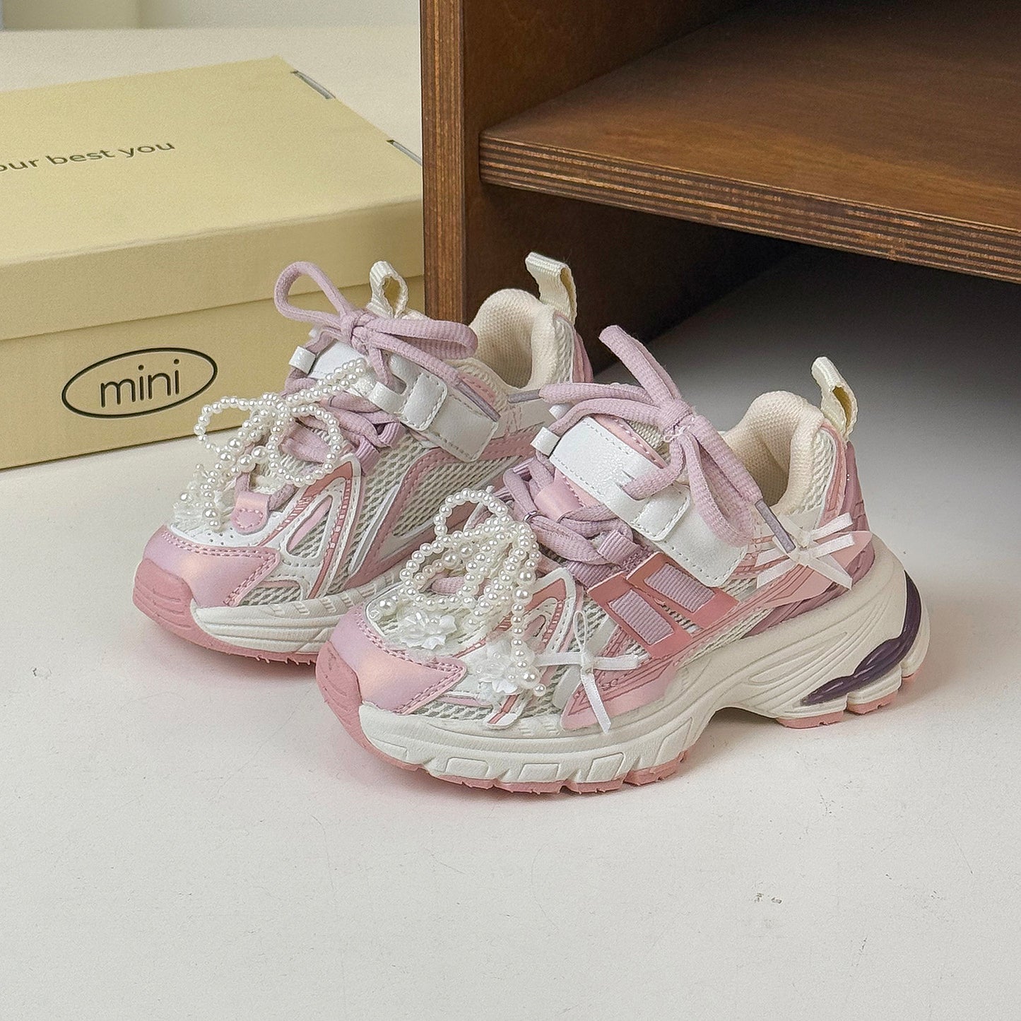 Sale Daddy Mesh Breathable Running Flower Kid's Sneakers