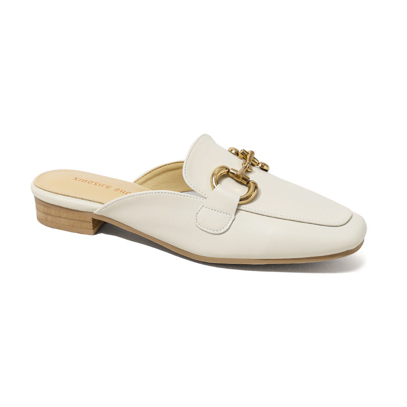 Women's Genuine Outer Wear Summer Buckle Heelless Sandals