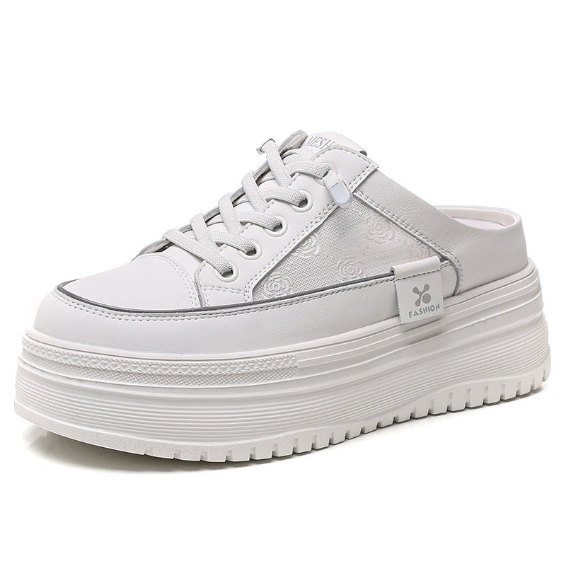 Women's Thick Bottom White Spring Lace Breathable Casual Shoes
