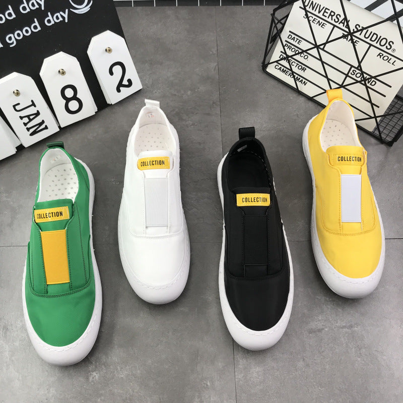 Men's Summer White Smart Guy Breathable Skateboard Slip-on Sneakers
