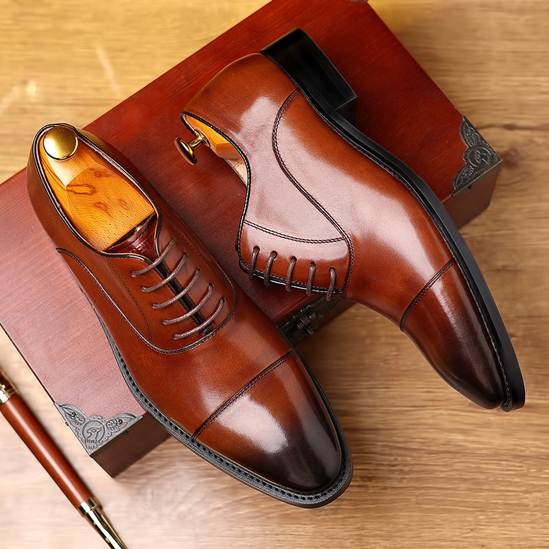 Men's Breathable Formal First Layer Cowhide Wedding Leather Shoes