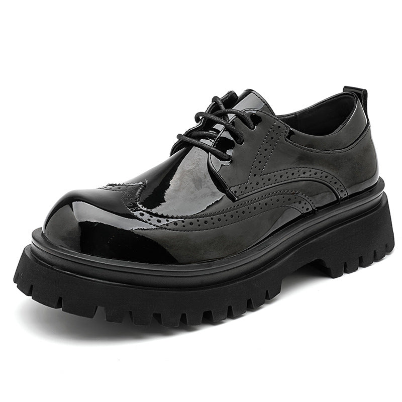 Men's Size Thick Sole Increased Carving British Style Brogue Winter Wedding Casual Shoes