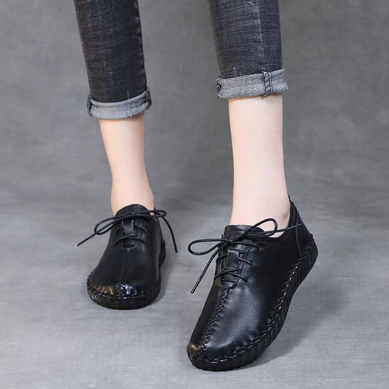 Women's Spring Genuine Top Layer Cowhide Handmade Maternity Men's Shoes