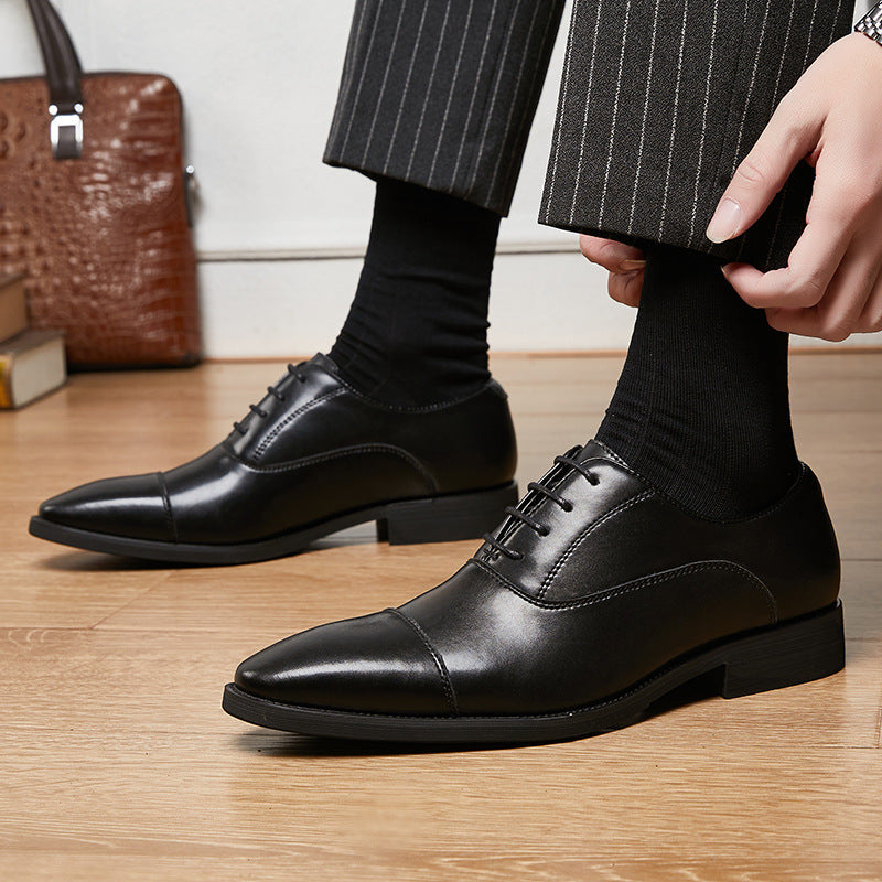 Men's Increasing Insole Formal Wear Soft Bottom Oxford Pointed Leather Shoes