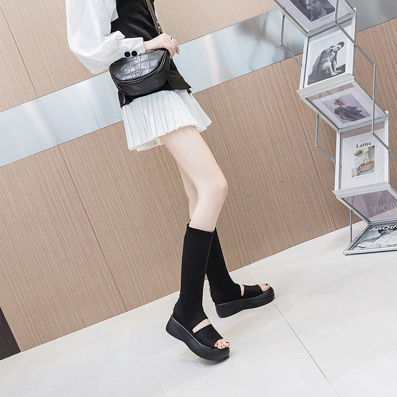 Women's Knee-high Summer Peep Toe Breathable Slimming Sandals