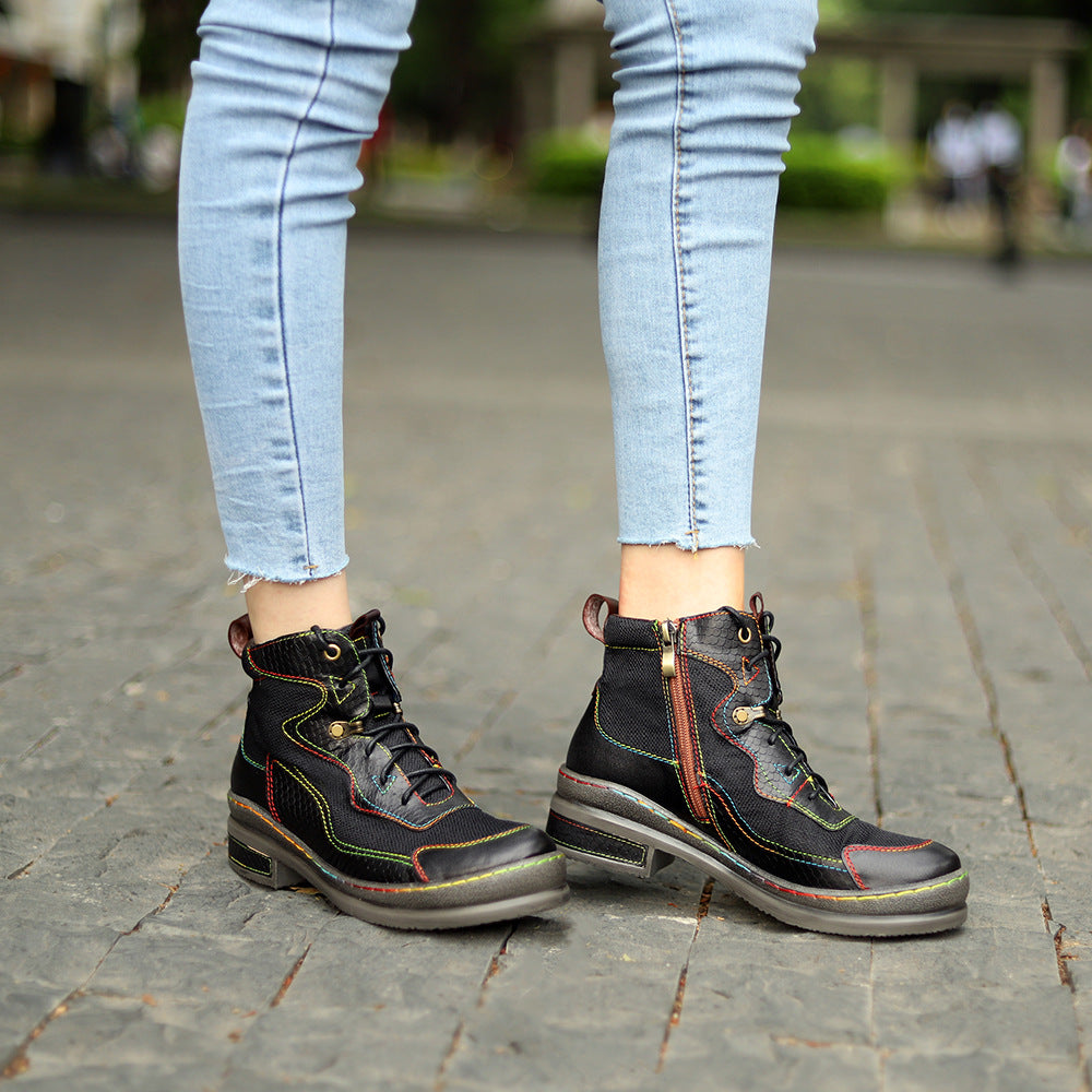 Texture Double Color Thread Sewing Stitching Women's Shoes