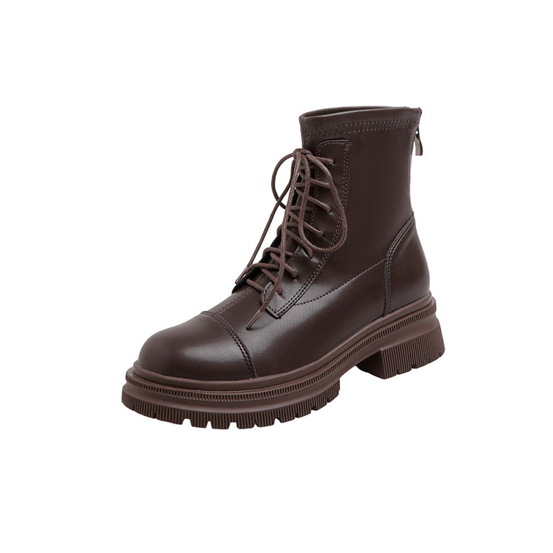 Women's Martin Short Brown British Style Knight Boots